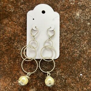 Elegant Silver and Cream Dangle Earrings